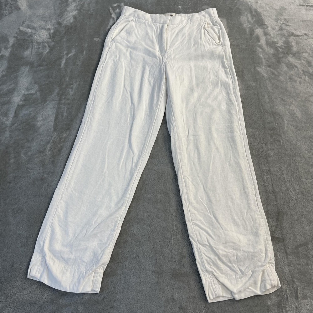 Abercrombie & Fitch Pants Womens‎ 0 White Linen Blend Straight Leg Chino Coastal